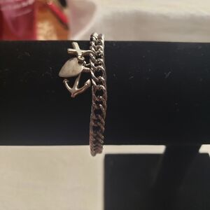 Super cute Gun Metaltone Anchor, heart and cross Charm Bracelet